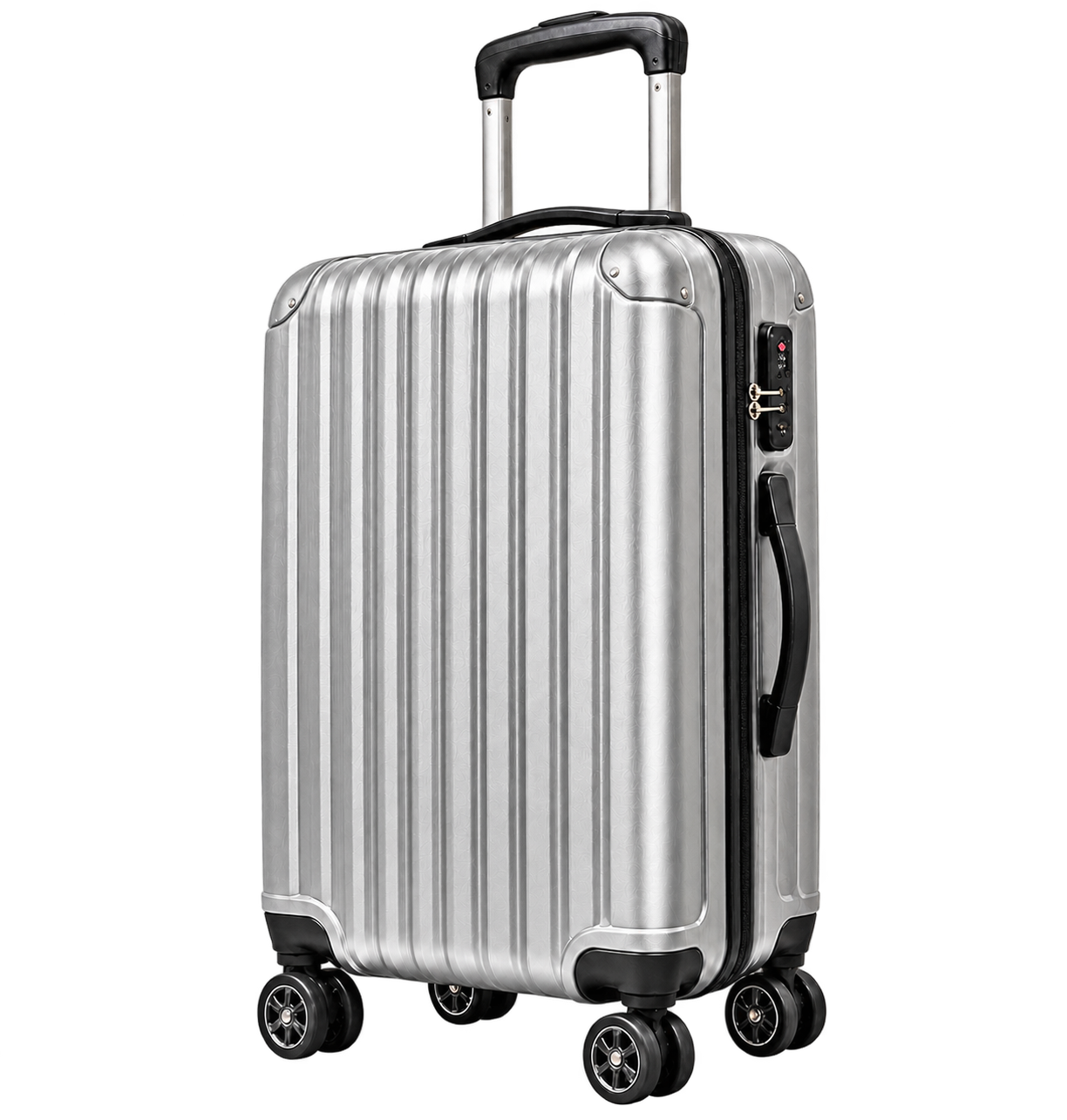Large silver trolley suitcase